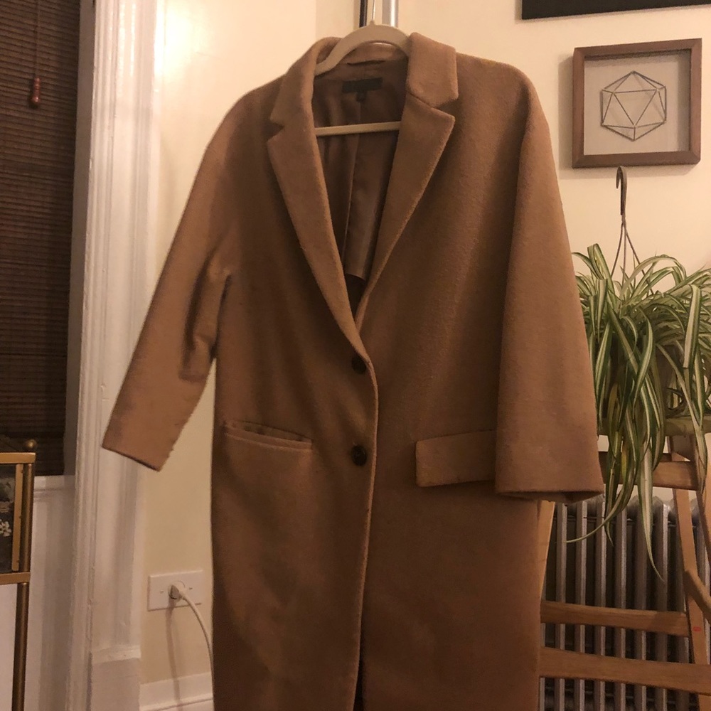 wool-blend drop shoulder overcoat / xs, beige